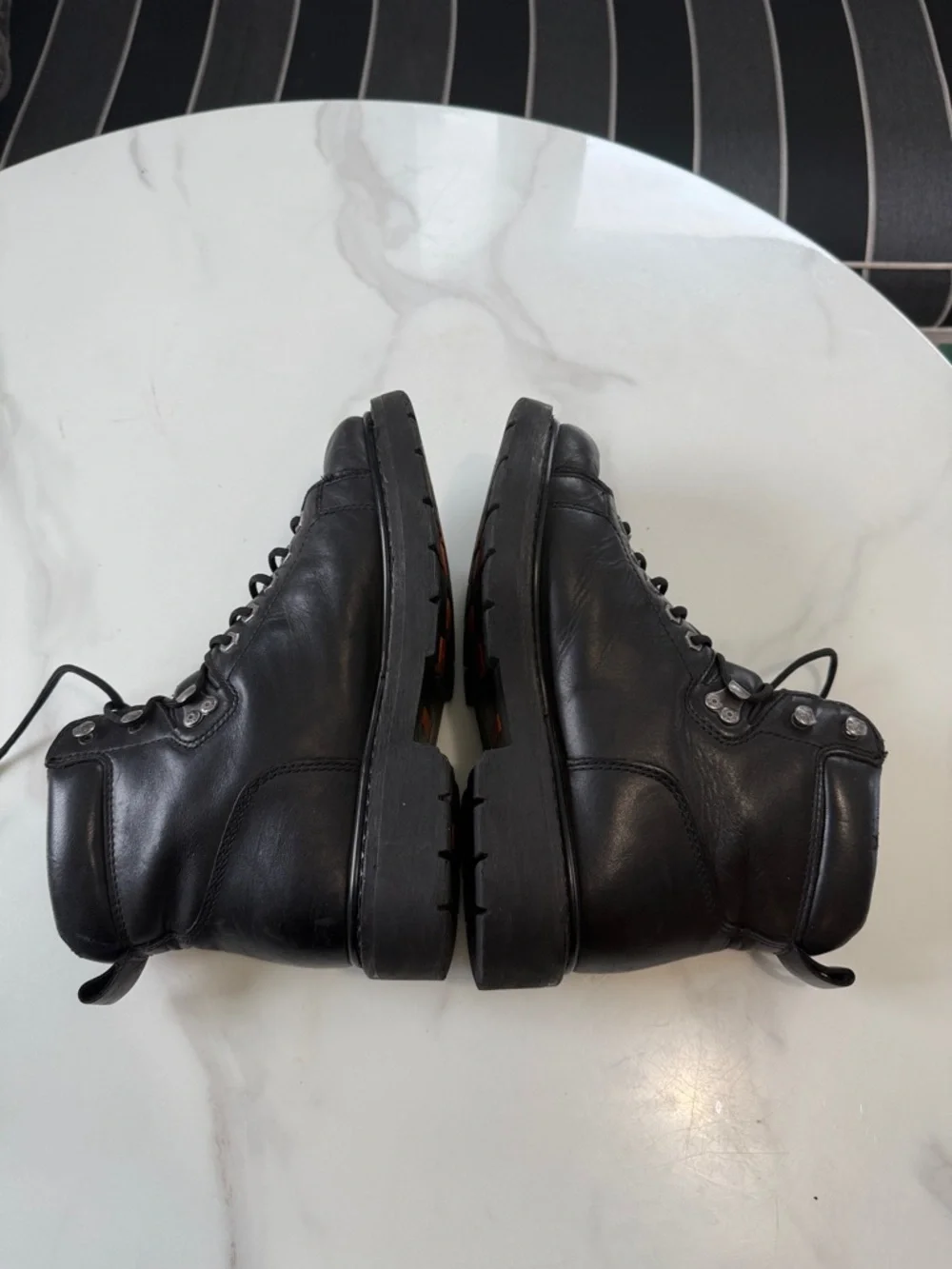 Harley-Davidson Black Leather Lace-Up Motorcycle Boots